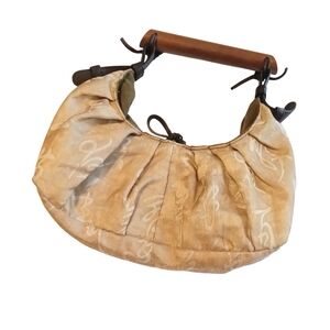 Latico Tan Hobo Bag with Wooden Handle